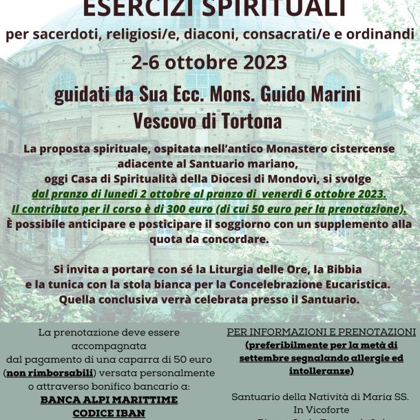A ottobre cinque giorni di esercizi spirituali con il vescovo di Tortona