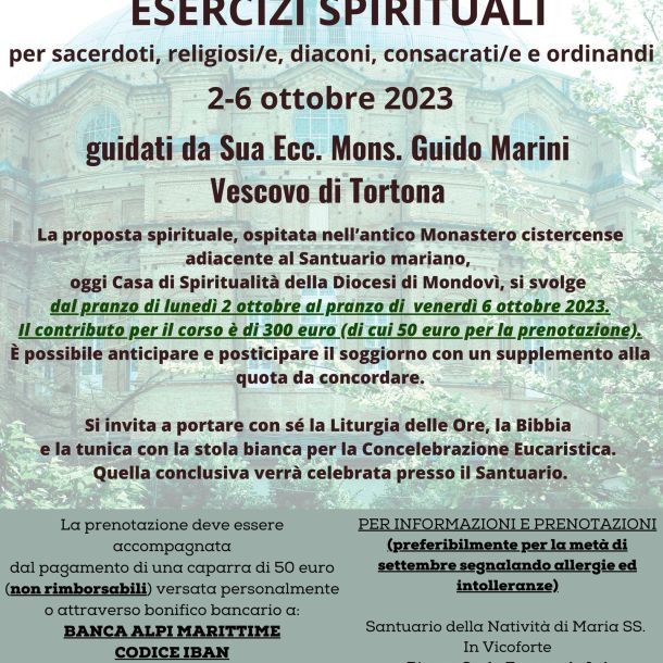 A ottobre cinque giorni di esercizi spirituali con il vescovo di Tortona
