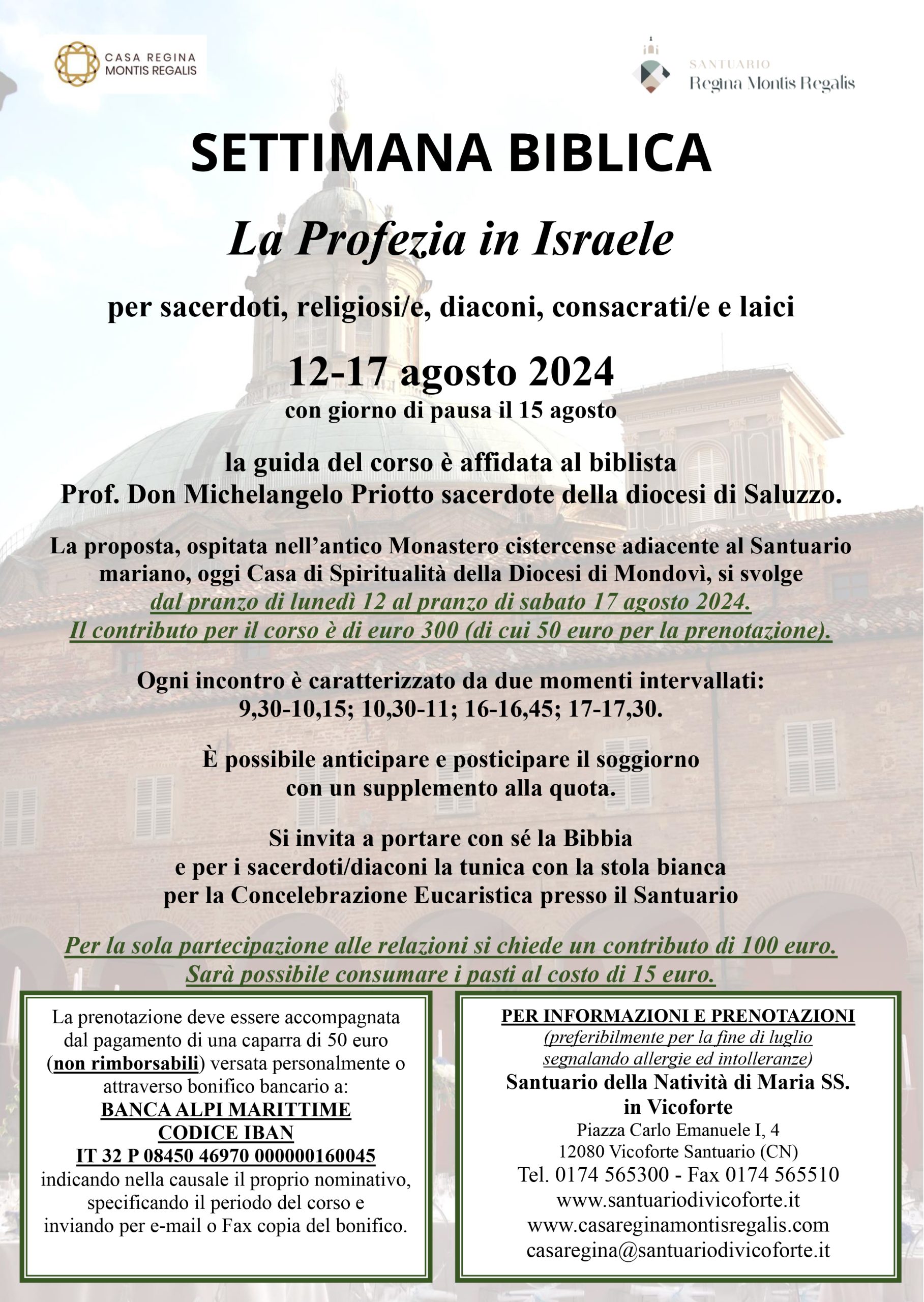 Dal 12 al 17 agosto la Settimana Biblica con Michelangelo Priotto